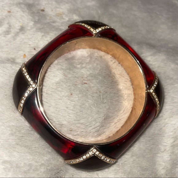 Vintage ABB CO. 18k Gold Red Carnelian & Smokey Quartz 1900s Victorian Bangle - Picture 11 of 14